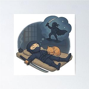 Napping Ninja Funny Warrior Poster