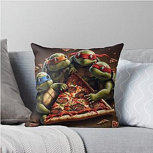 Baby Ninja Turtles eating pizza throw pillow