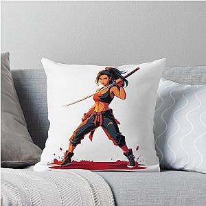 Ninja Girl With Katana Pillow