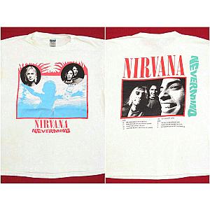 White Tee Nirvana Nevermind European Tour T-Shirt 1990s Nirvana Tour T-Shirt ET0610