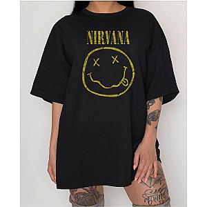 NIRVANA SMILE Oversized T Shirt Dress Woman Rock Music Logo Print Gift ET0610