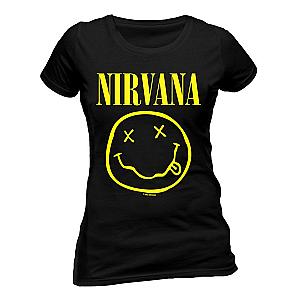 Ladies Nirvana Smiley Kurt Cobain Rock Grunge Official Tee T-Shirt Womens Girls ET0610