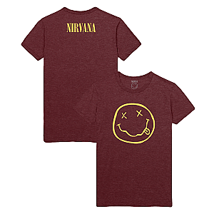 Smiley Tee - Heather Burgandy NR0610