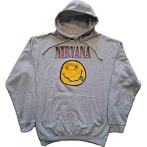 Nirvana Unisex Pullover Hoodie: Xerox Smiley Pink ET0610