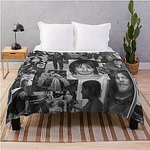 Norman Reedus Black and White Aesthetics Photo Collage Throw Blanket