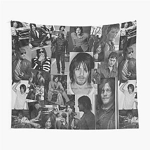 Norman Reedus Black and White Aesthetics Photo Collage Tapestry