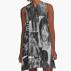 Norman Reedus Black and White Aesthetics Photo Collage A-Line Dress