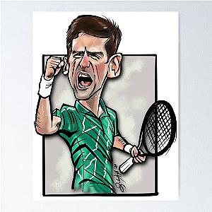 Caricature Freehand drawing Resembling Novak Djokovic Poster