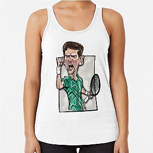 Caricature Freehand Drawing Resembling Novak Djokovic Racerback Tank