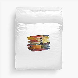 Lighthouse Painting By Sea Oceano Artist. Duvet Cover