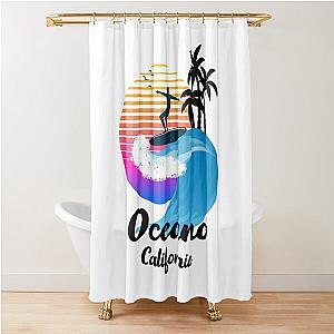 Oceano California Seaside Retro Sunset Shower Curtain