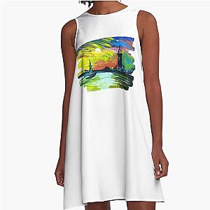 Lighthouse2 Painting By Sea Oceano Artist. A-Line Dress