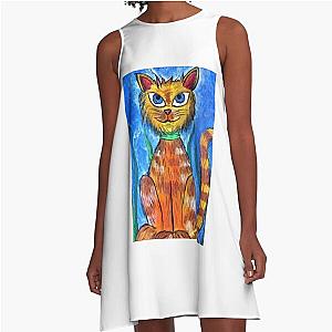 Catty Painting By Sea Oceano Artist. A-Line Dress