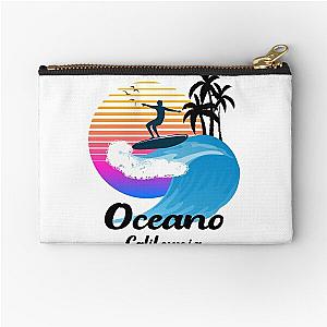 Oceano California Seaside Retro Sunset Zipper Pouch