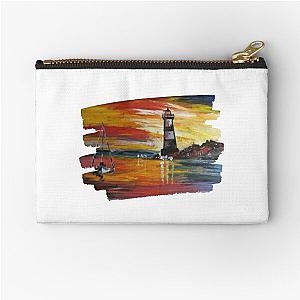 Lighthouse Painting By Sea Oceano Artist. Zipper Pouch