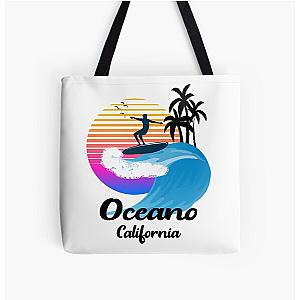 Oceano California Seaside Retro Sunset All Over Print Tote Bag