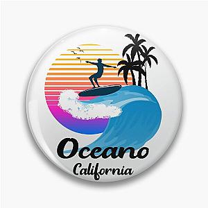 Oceano California Seaside Retro Sunset Pin