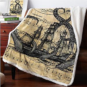 Octopus Pirate Ship Sheet Music Warm Soft Blanket