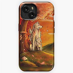 Okami wolf and pup iPhone Tough Case