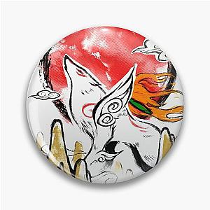 Okami Video Game - Beautiful Watercolor Illustration - Wolf God Pin