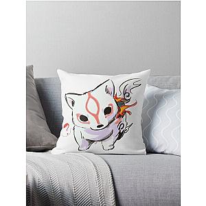 Baby Okami questioning Throw Pillow