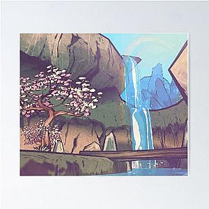 Okami Video Game Sakura Blossom Cherry Waterfall Rainbow Poster