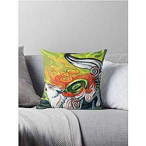 okami den, amaterasu, wolf Throw Pillow