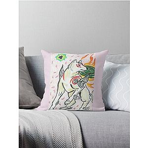 Okami Cherry Blossoms Throw Pillow