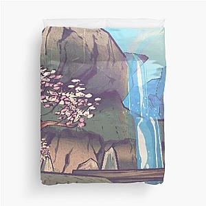 Okami Video Game Sakura Blossom Cherry Waterfall Rainbow Duvet Cover