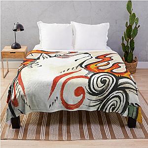 Okami Amaterasu Wolf Spirit Japanese Sun God Throw Blanket