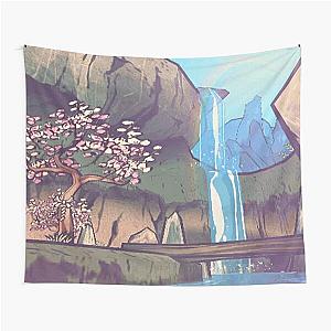 Okami Video Game Sakura Blossom Cherry Waterfall Rainbow Tapestry