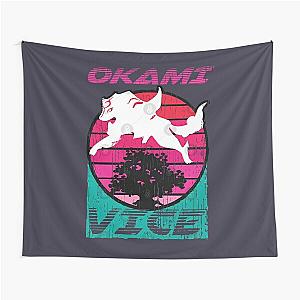 Brown Okami Vice Miami Vice and Okami Mashup Tapestry