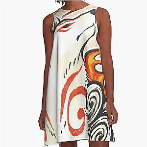 Okami Wolf God Spirit Japanese Aesthetic A-Line Dress