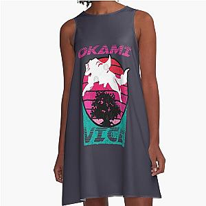 Brown Okami Vice Miami Vice and Okami Mashup A-Line Dress