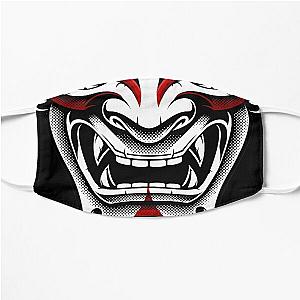 White & Red Okami Kitsune Kabuki Japanese Oni Demon Mask Flat Mask