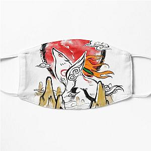 Okami Video Game - Beautiful Watercolor Illustration - Wolf God Flat Mask