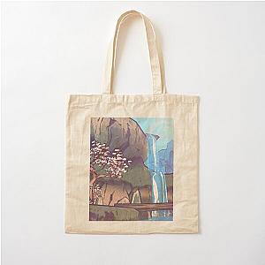 Okami Video Game Sakura Blossom Cherry Waterfall Rainbow Cotton Tote Bag