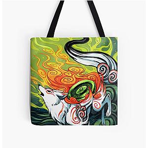 okami den, amaterasu, wolf All Over Print Tote Bag