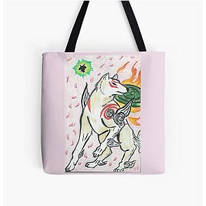 Okami Cherry Blossoms All Over Print Tote Bag