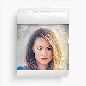 Olivia Wilde Pastel on Canvas Portrait Painting Duvet Cover