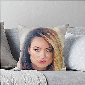 Olivia Wilde Pastel on Canvas Portrait Painting Throw Pillow