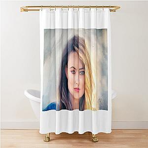 Olivia Wilde Pastel on Canvas Portrait Shower Curtain