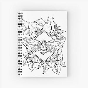 Cicada and Magnolia flower design, periodical cicada Spiral Notebook