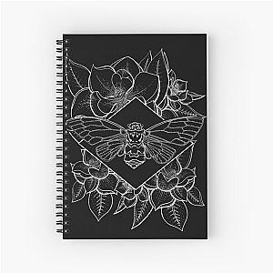 Cicada and Magnolia flower design, unique gift,  beautiful bugs Spiral Notebook