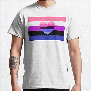 Omnisexual T-Shirts - genderfluid flag, with omnisexual heart Classic T-Shirt RB1901