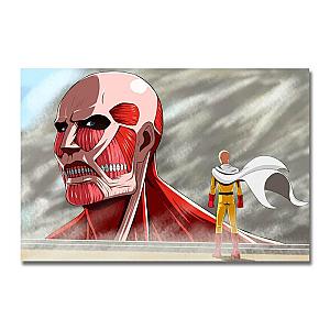 One Punch Man Wall Art - Canvas Print  Saitama vs The Colossal Titan Attack On Titan SA3105