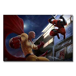 One Punch Man Wall Art - Canvas Print  Saitama vs DeadPool SA3105