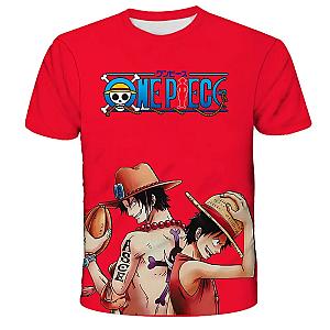 One Piece T-shirts - One Piece Ace And Luffy Character Red Classic T-Shirt