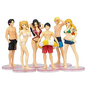 Set of 6 One Piece Figurines The Mugiwara at the Beach OMN1111