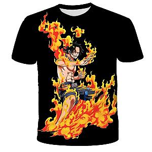 One Piece T-shirts - One Piece Ace With Fire Character Classic T-Shirt